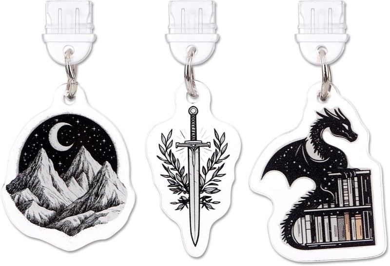 TAKEALOOKO Store Dust Plug Charms for Kindle - 3 Pack Fantasy Gothic Aesthetics Charging Port Cover for E-Readers Book Lovers - Image 1